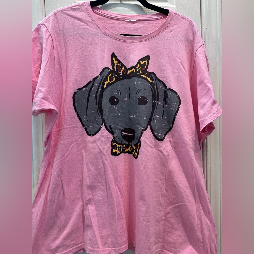 Weiner Dog Graphic Pink T-Shirt